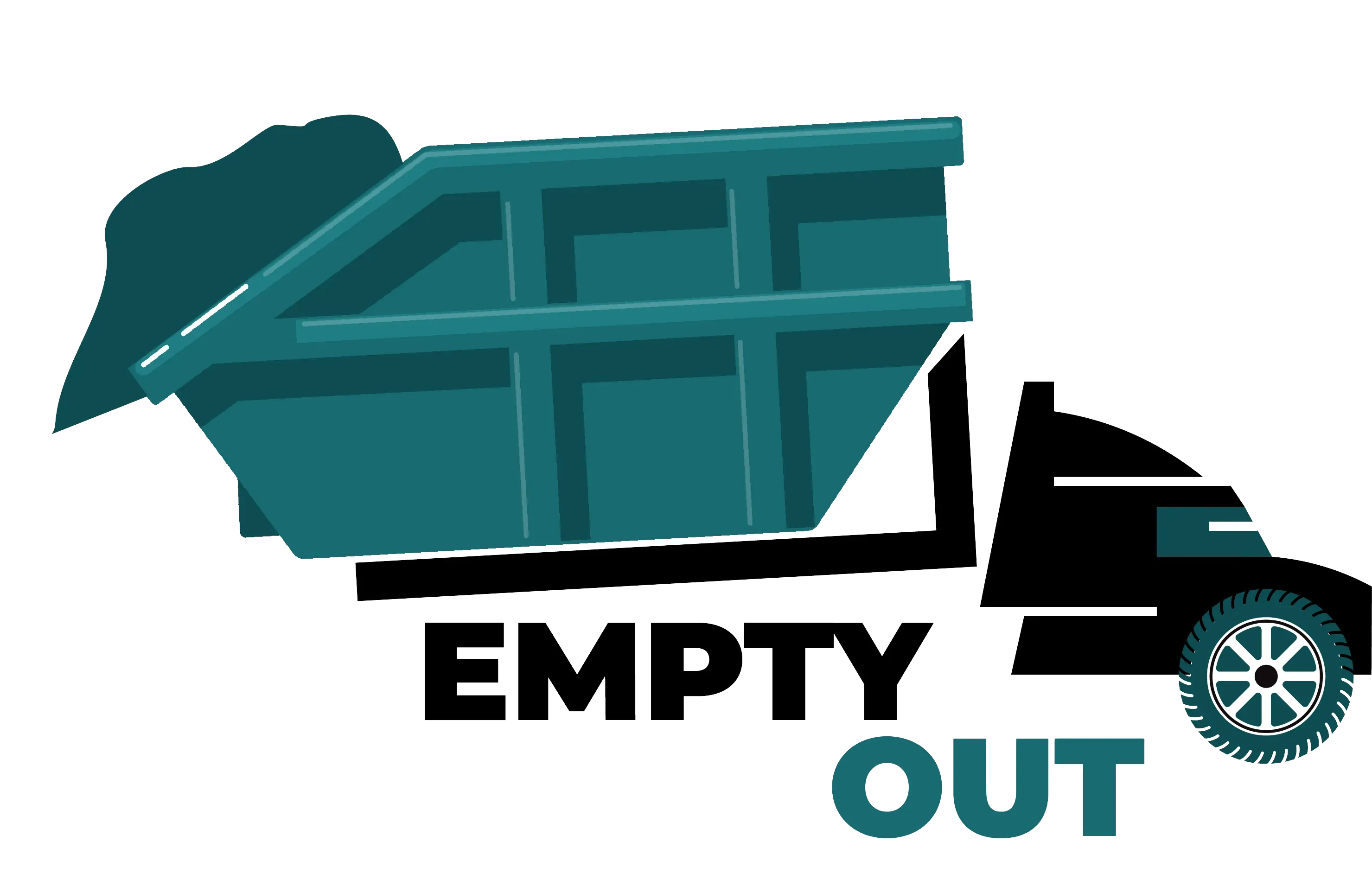 A dump truck with the words empty out.